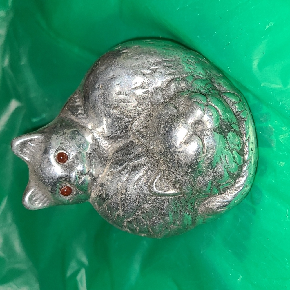 Arthur Court Designs 1992 CATS Figurine Paperweight Carnelian Eyes ~SIGNED~